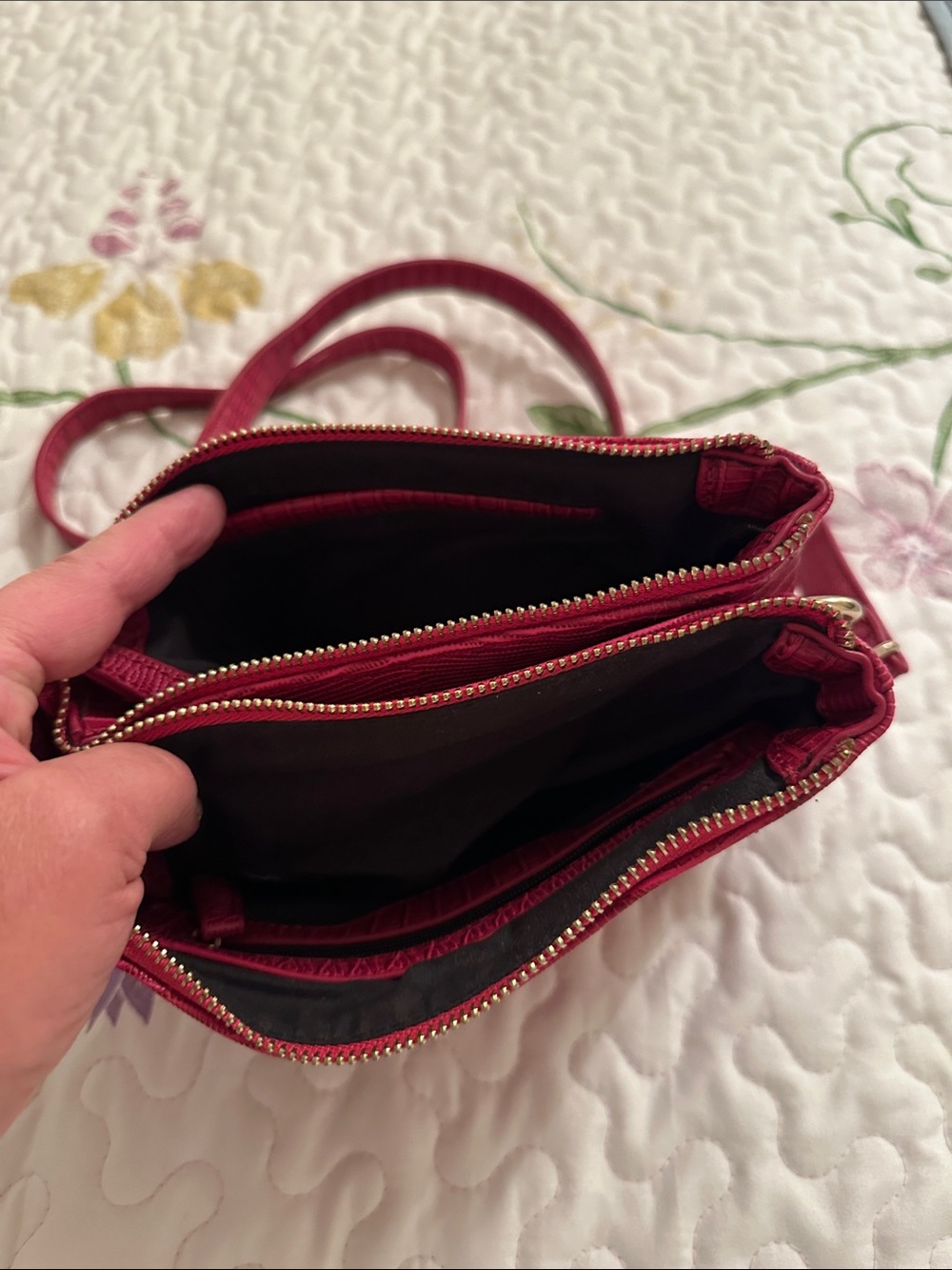 Adorable Dark Pink Textured Crossbody Bag